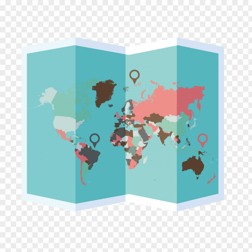 Cartoon World Map Globe Mural PNG