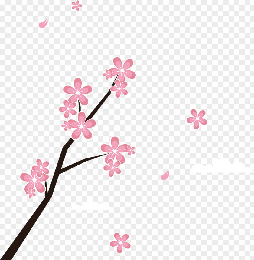 Cherry Blossom Branches And Petals Japan Petal PNG