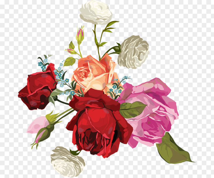 Rose Transparent Bouquet Garden Roses Cabbage Flower Cut Flowers PNG