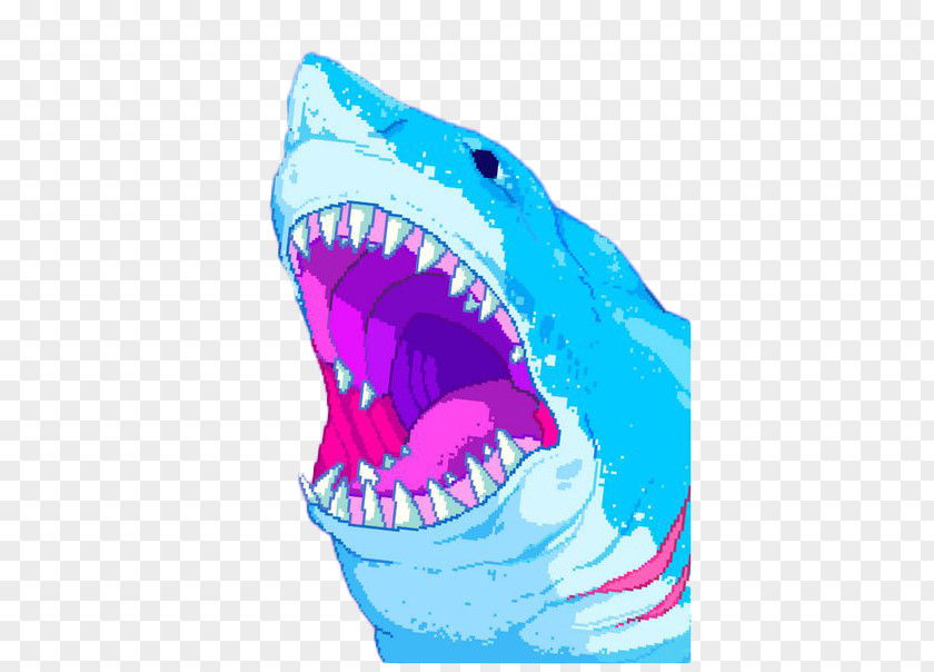 Shark Great White Aesthetics Vaporwave Glitch Art PNG