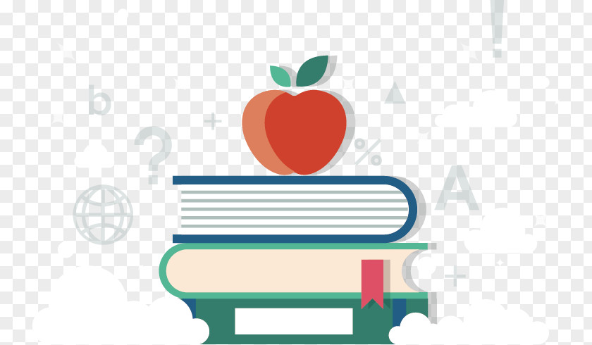 Vector Apple On Books School Illustration PNG