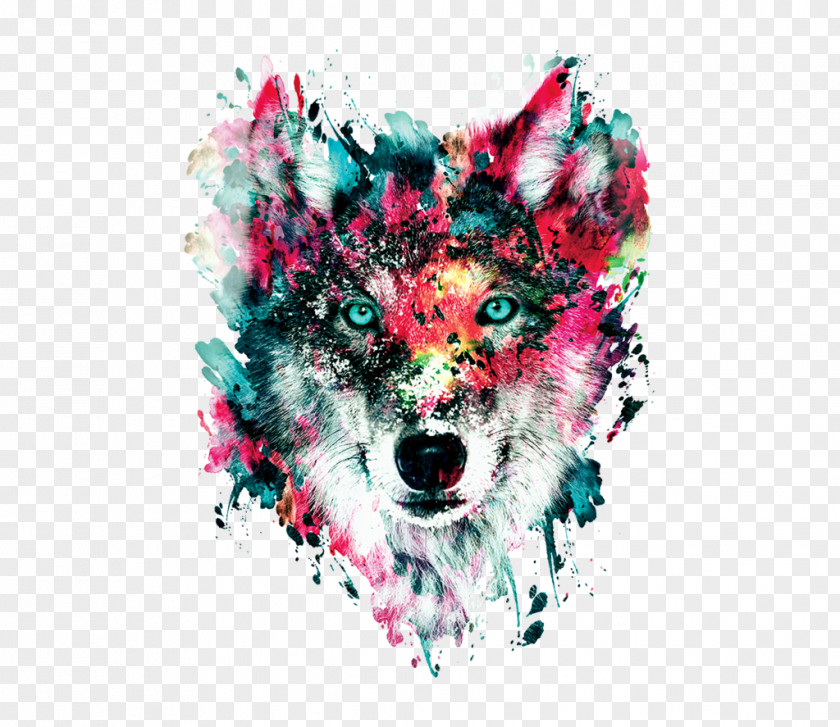 Wolf T-shirt Watercolor Painting Art Canvas PNG