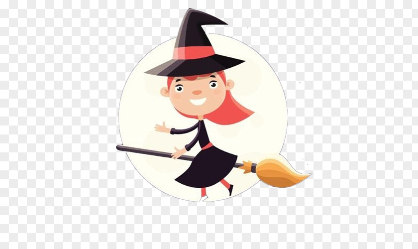 A Cute Little Cartoon Witch Riding Magic Broom Boszorkxe1ny PNG