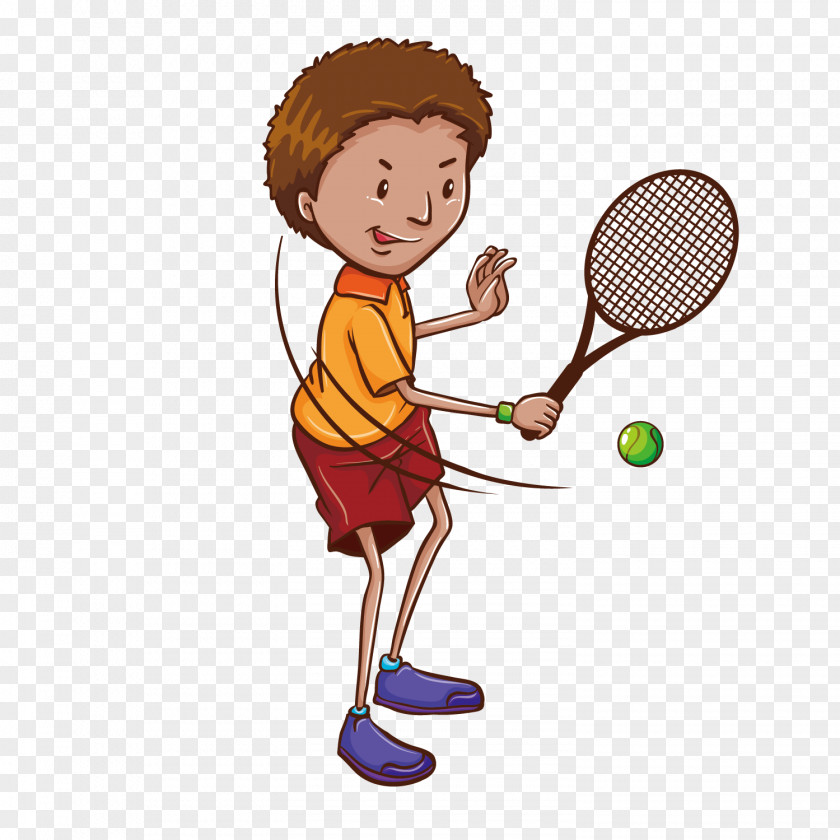 Vector Cartoon Child Tennis Illustration Player Drawing PNG