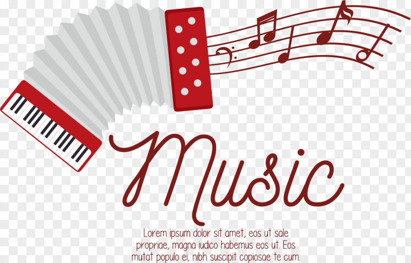 Red Accordion Concert Poster Musical Note Instrument Guitar PNG