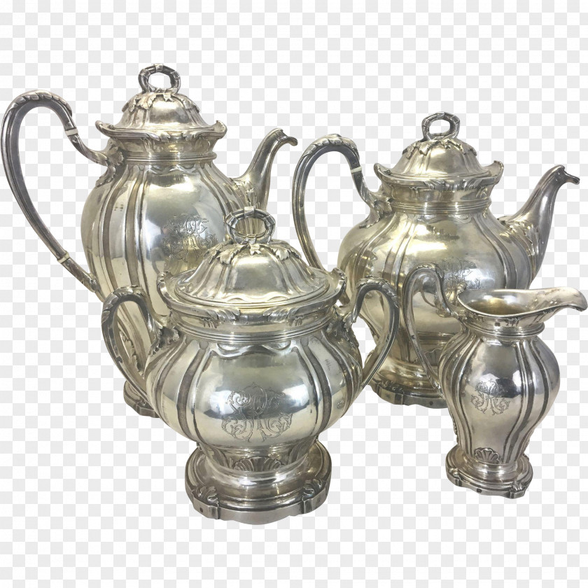 Silver Teapot Coffee Tea Set Jug Creamer PNG