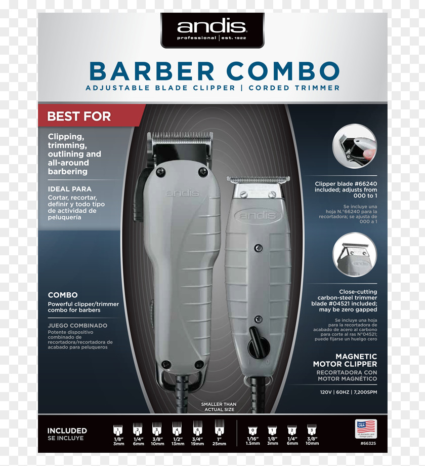 Razor Hair Clipper Andis Barber Combo 66325 PNG
