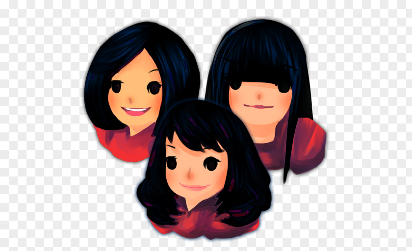 Three Girls Head Eye Black Hair Brown Cheek PNG