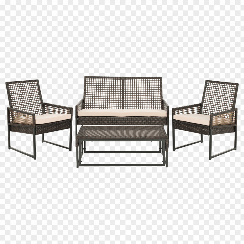 Wicker Garden Furniture Table Couch Chair PNG