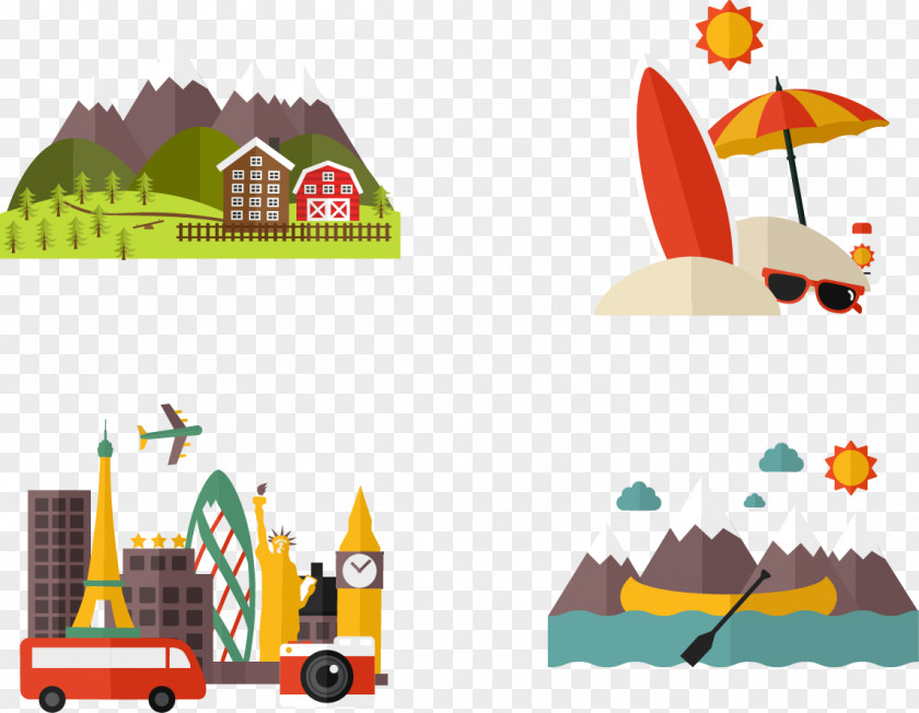 Vector Hand-painted Outdoor Travel Vacation Icon PNG