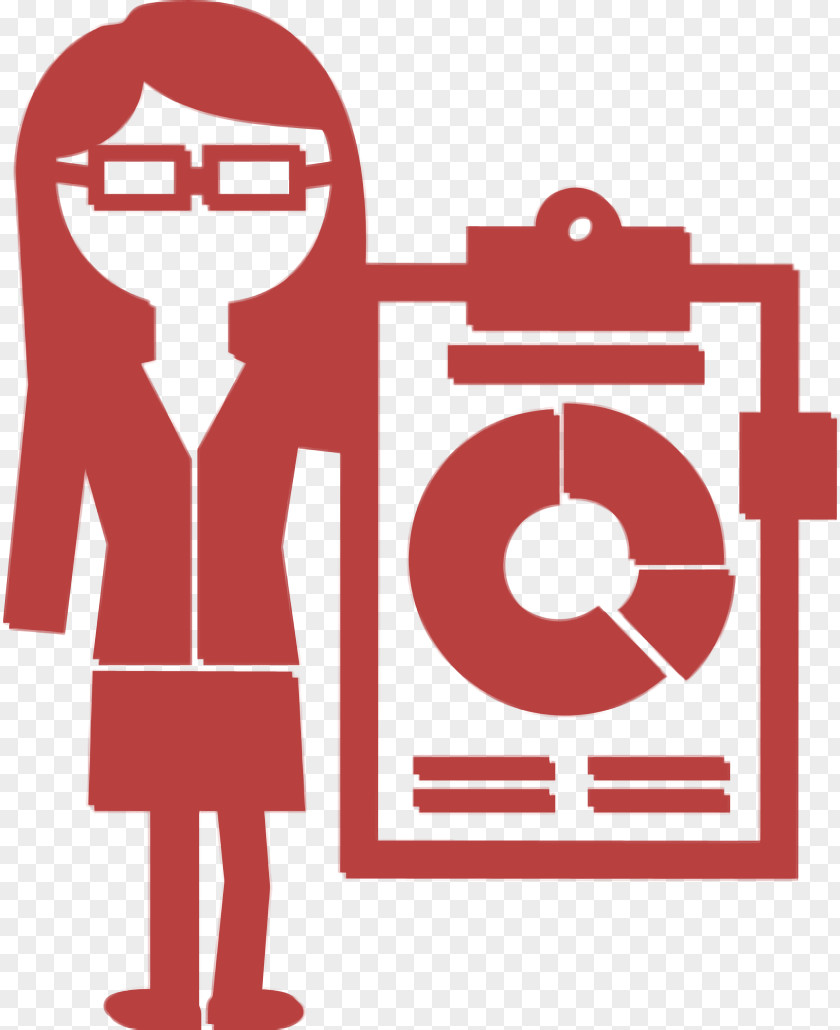 Education Icon Professor Female With Eyeglasses And Economy Circular Graphic On A Clipboard PNG