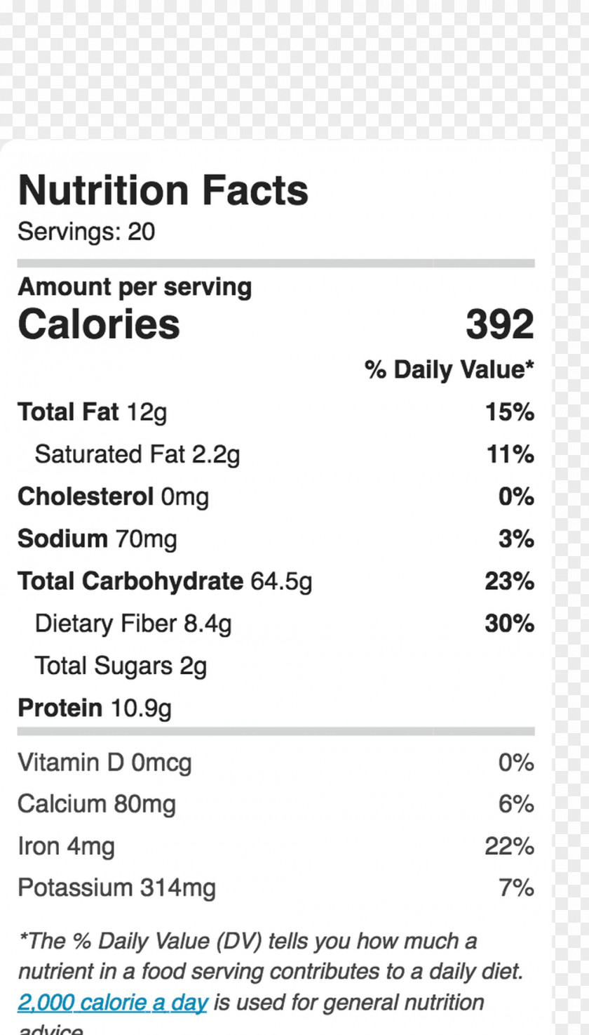 Nutrition Facts Label Shortbread Recipe Food PNG