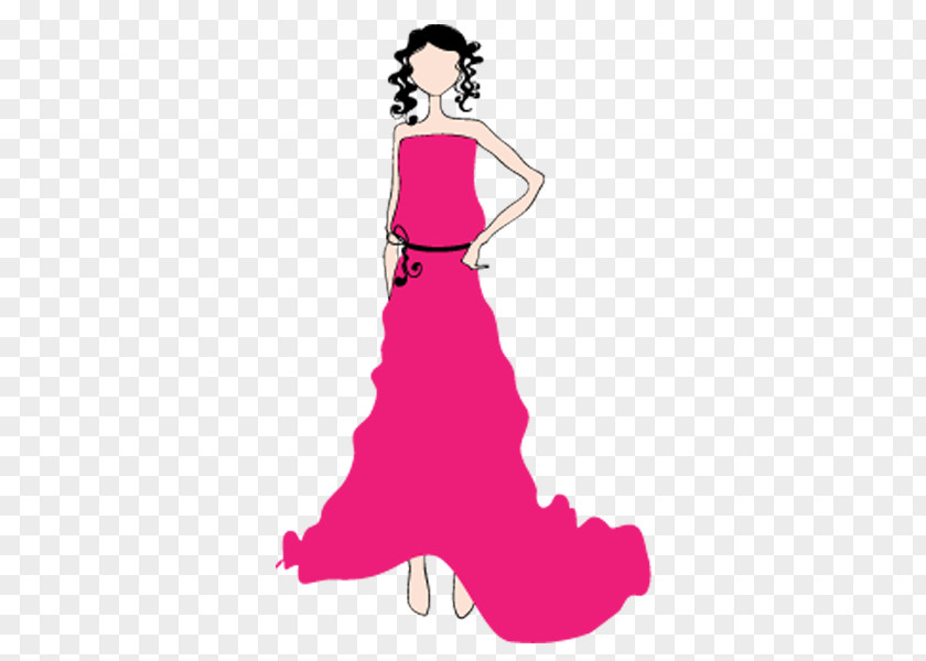 Woman Red Dress Drawing Model PNG