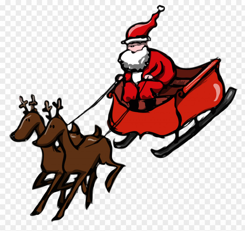 Santa Sleigh Claus Reindeer A Visit From St. Nicholas Mrs. Christmas PNG