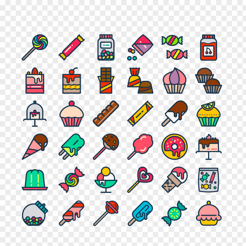 Vector Cute Lollipop Icing Cupcake Bonbon Candy Icon PNG