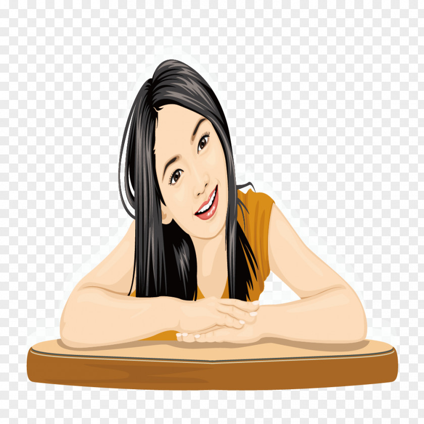 Woman Lying On The Table Designer PNG