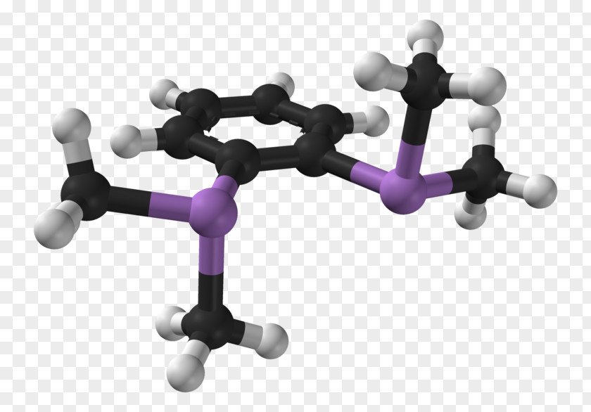 1,2-Bis(dimethylarsino)benzene Chemical Compound Ball-and-stick Model Molecule PNG