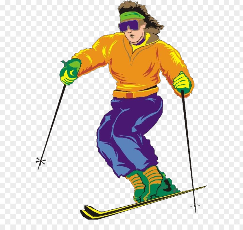 Cool Skiers Ski Pole Skiing Drawing PNG