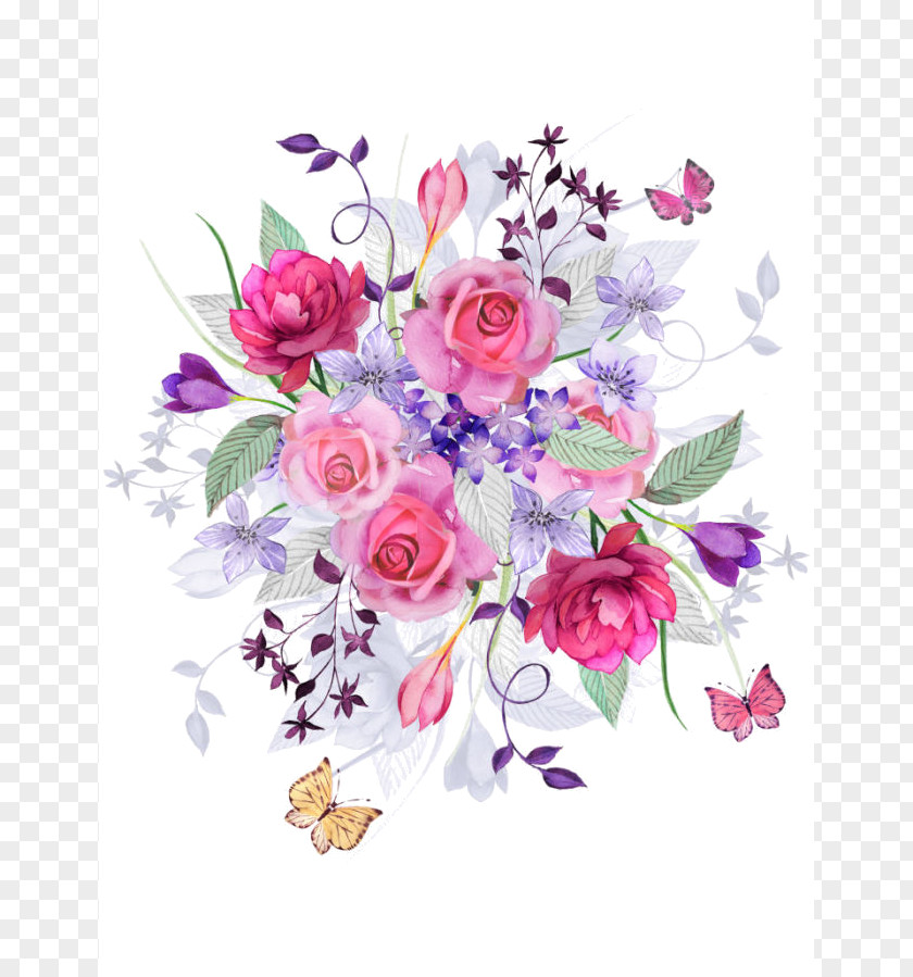 Watercolour Floral Cut Flowers Desktop Wallpaper PNG