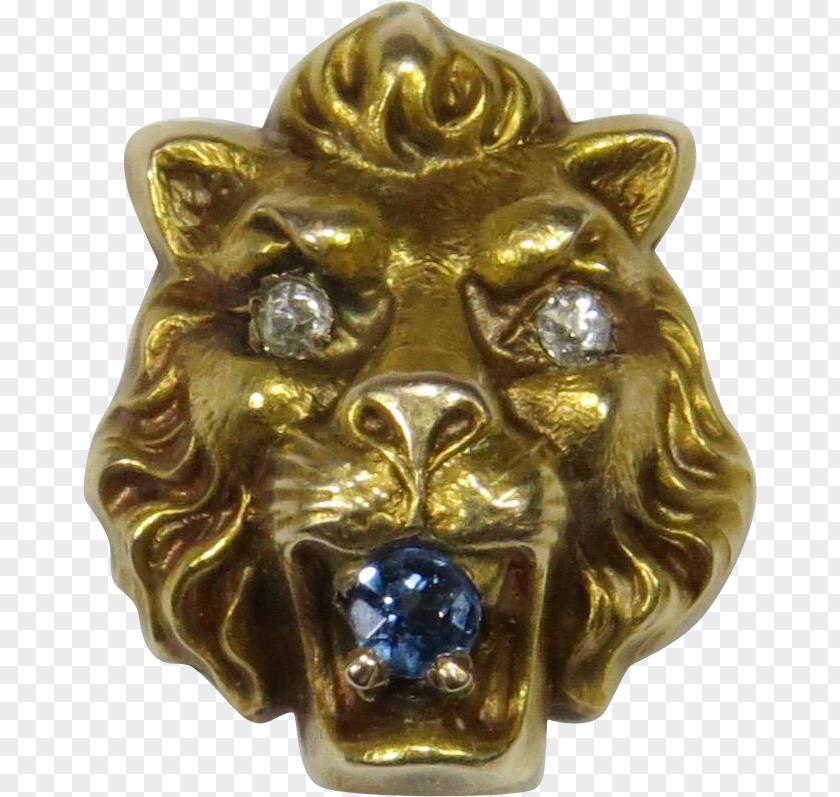 Vintage Gold Lion's Head Tie Pin Jewellery PNG
