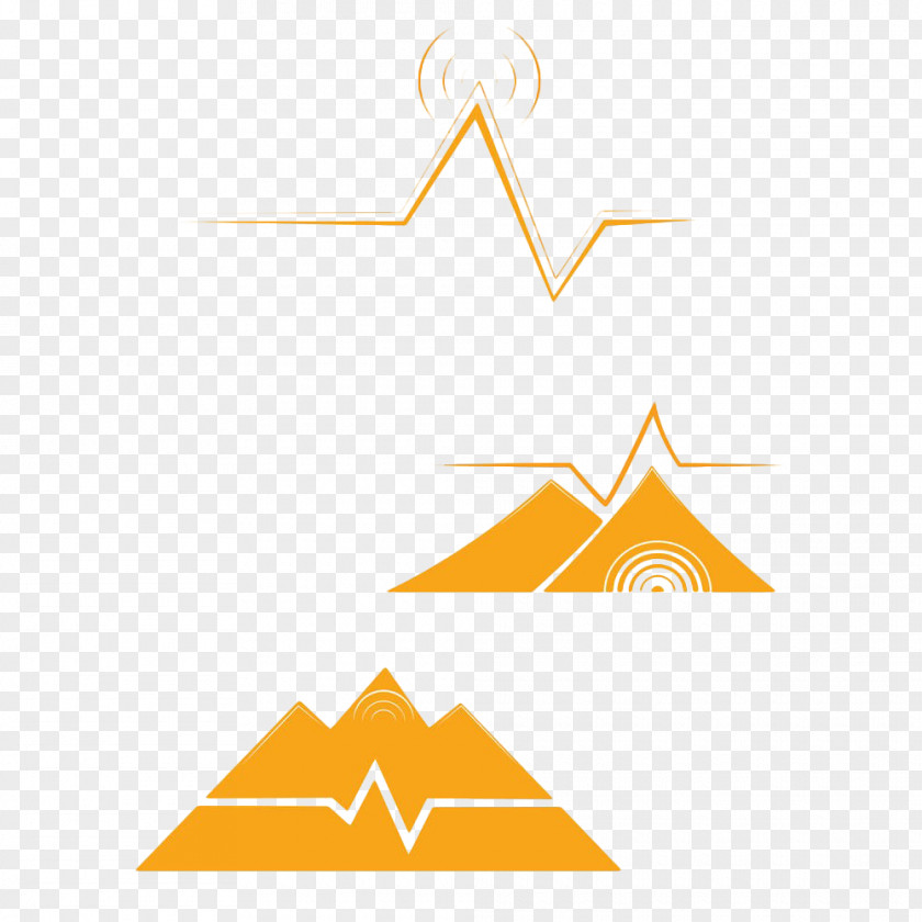 Yellow Hand-painted Mountain Icon PNG