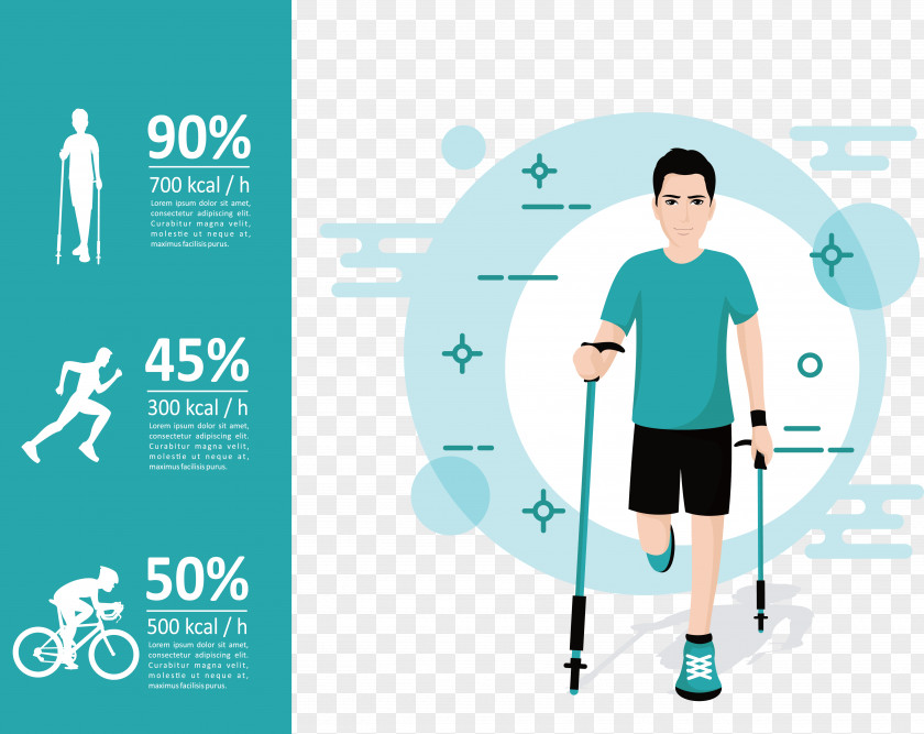 Man Fitness Vector Infographic Graphic Design Walking PNG