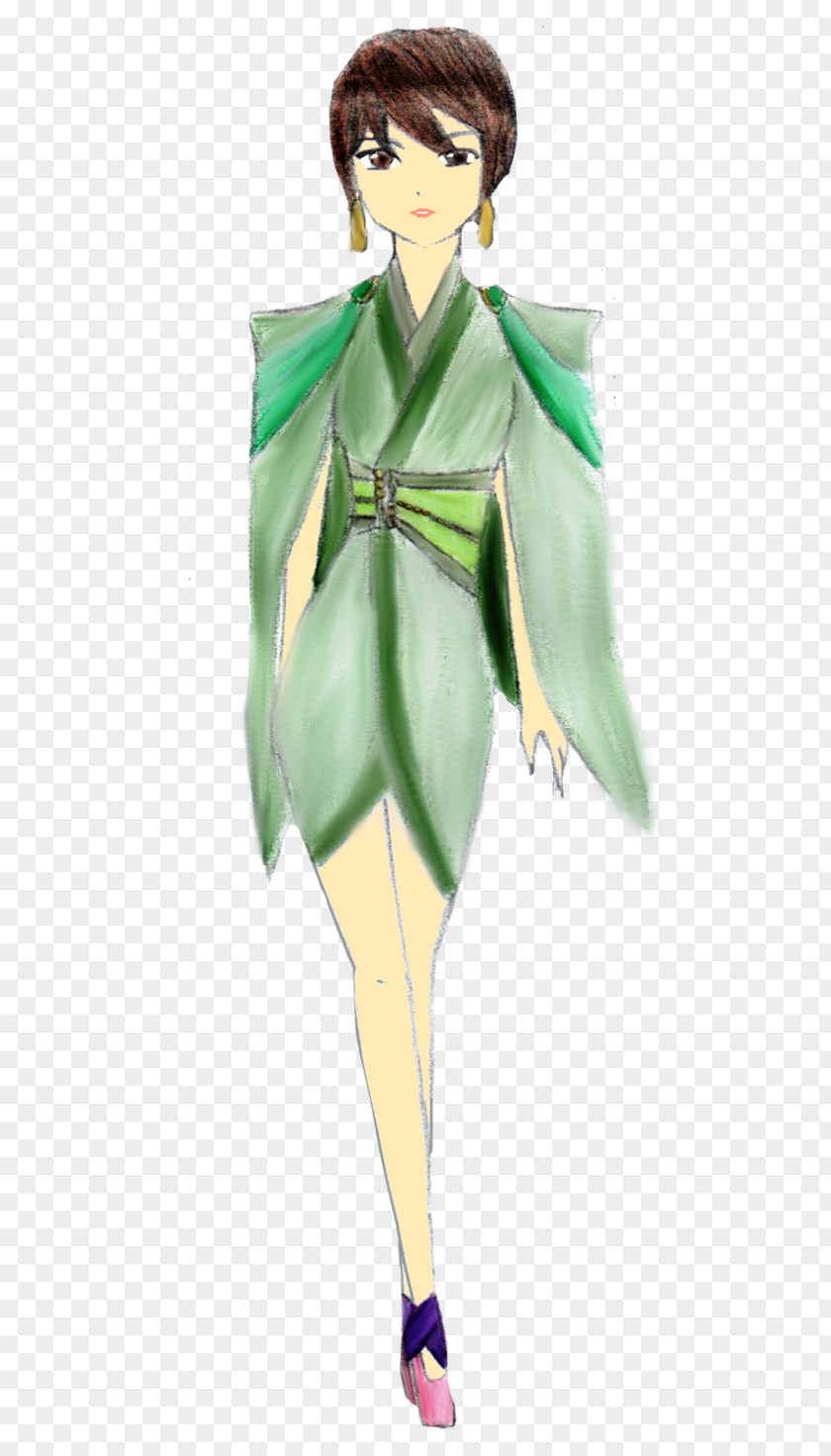 Green Runway Fashion Illustration Design Costume PNG