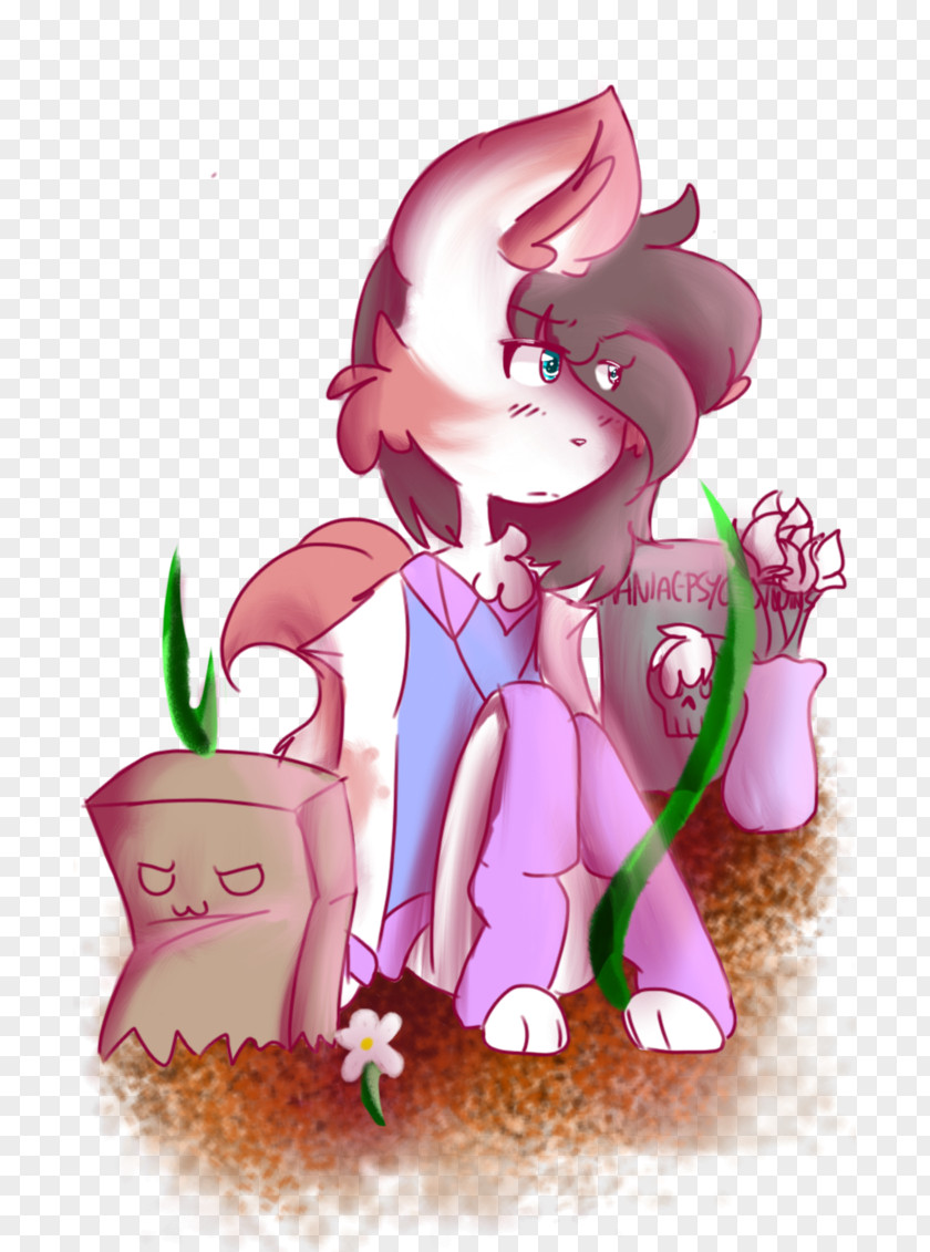 Horse Cartoon Flower Pink M PNG
