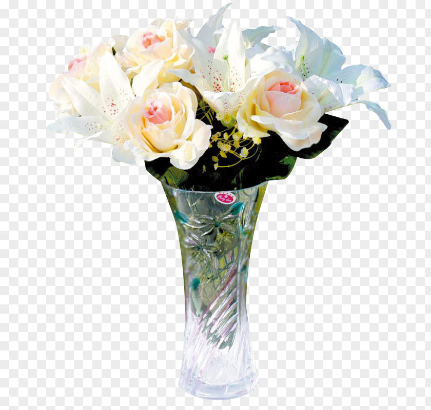 Lily Rose Floral Design Vase Flower Bouquet PNG