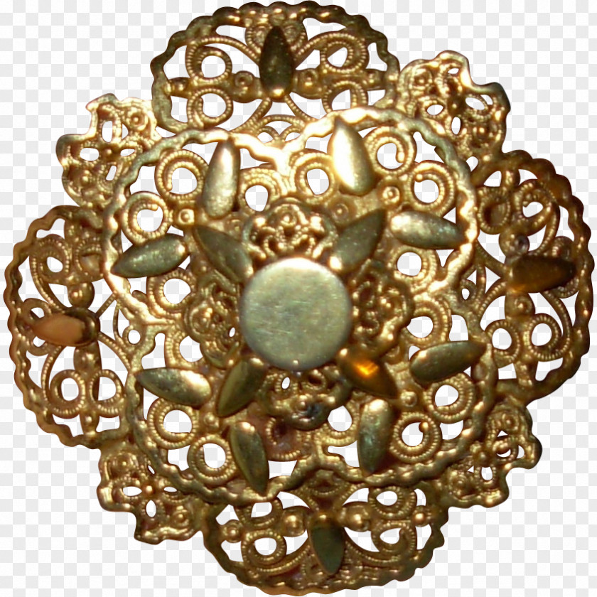 Gold Brooch 01504 Gemstone Jewelry Design PNG