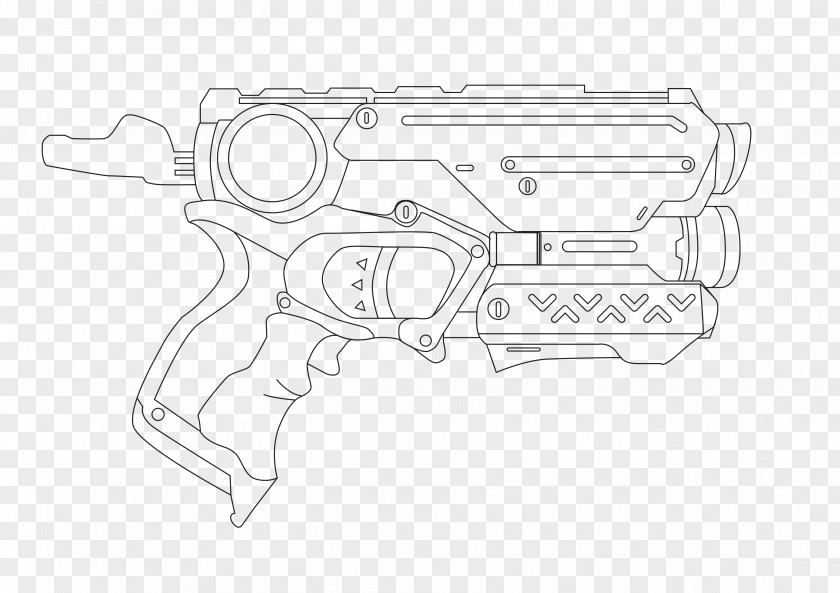 Laser Gun Nerf Blaster Line Art Firearm Water PNG