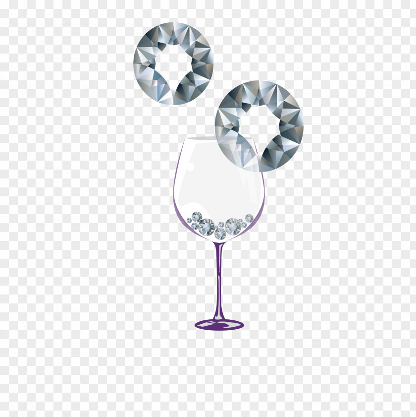 Silver Modern Goblet Diamond Material Wine Glass Euclidean Vector PNG