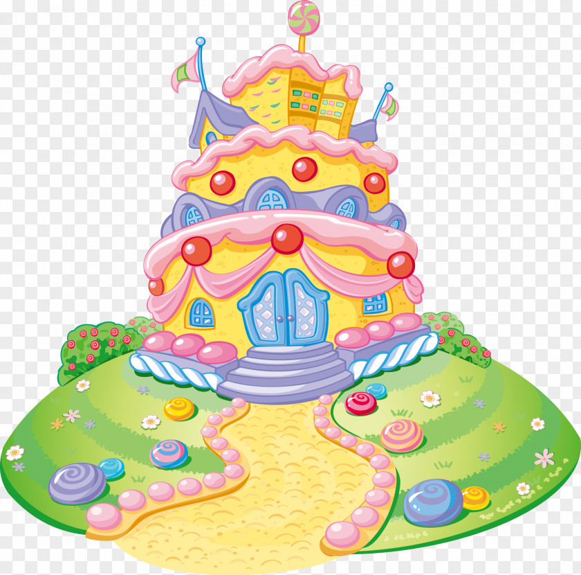 Vector Cartoon Cake House Ice Cream Lollipop Hansel And Gretel Candy PNG