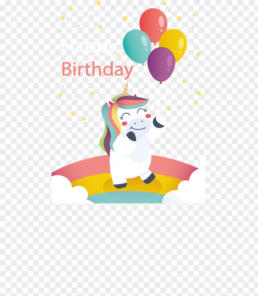 A Unicorn With Balloon Beam Party Birthday PNG