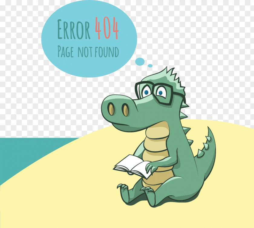 Small Alligator Web Design Vector Material Damage HTTP 404 Error Message Clip Art PNG