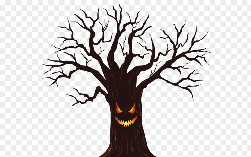 Halloween Horror Dead Tree Material Wish Greeting Card Clip Art PNG
