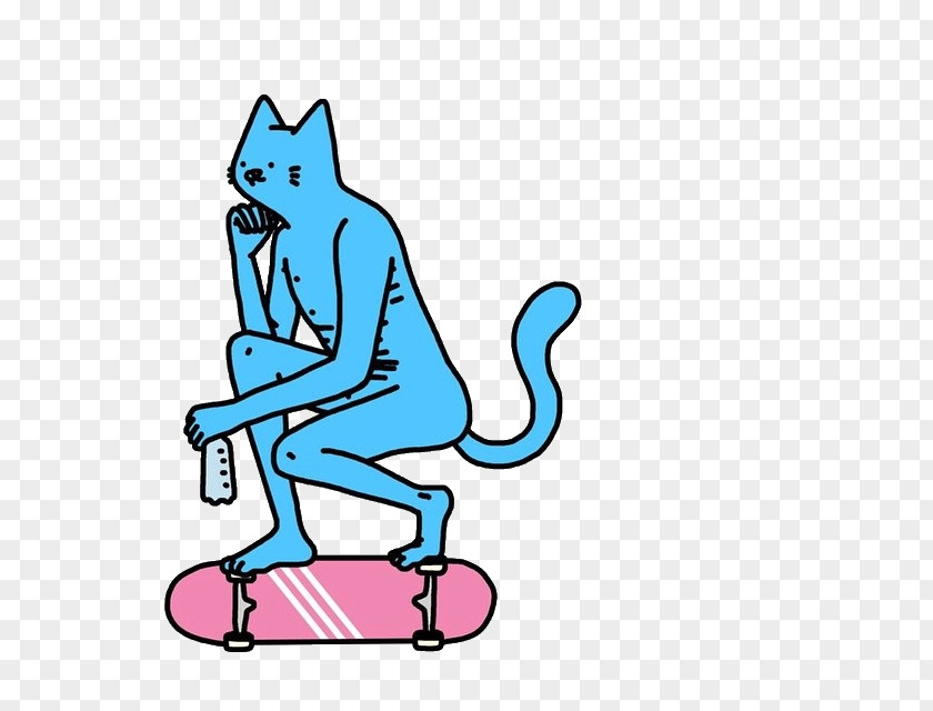 Sticker Skateboard Cat Text Human Behavior Clip Art PNG