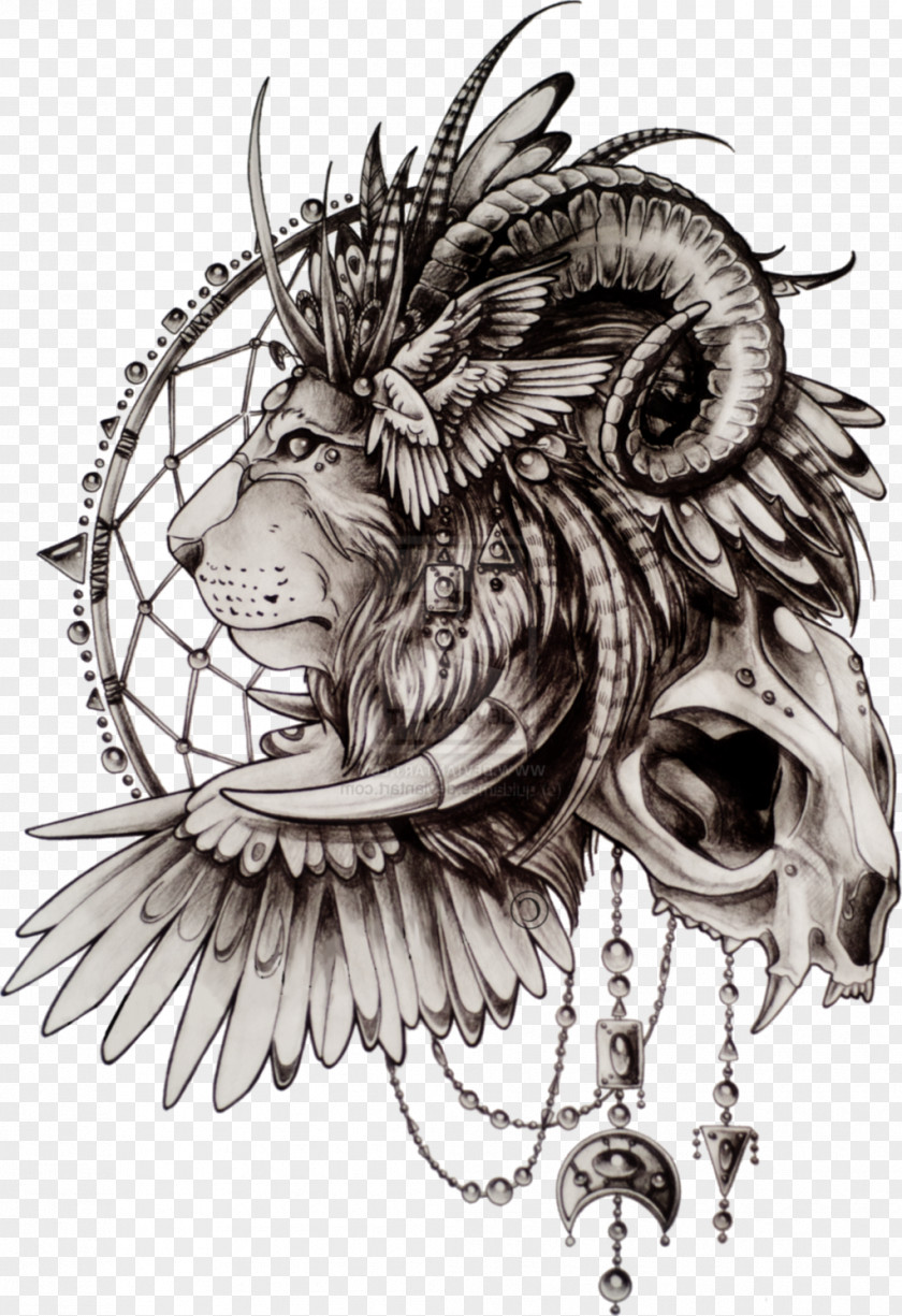 Watercolor Animals Koi Lion Fantasy Tattoo Art Sleeve PNG