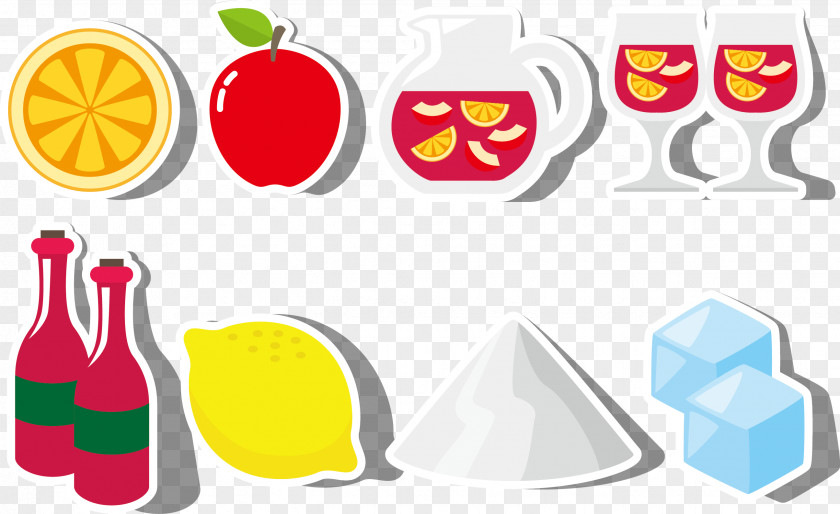 Vector Christmas Eve Drinks Red Wine Orange Juice Lemon Clip Art PNG