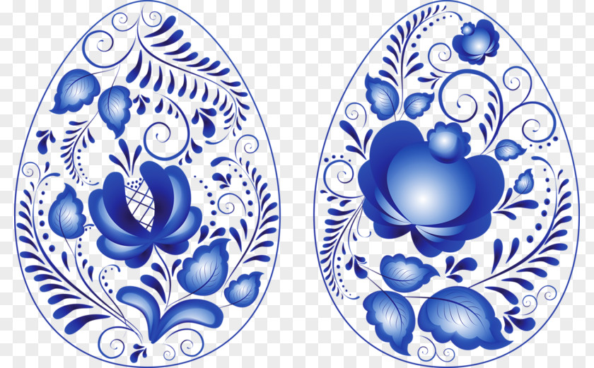 Hand-painted Eggs Gzhel Ornament Painting PNG