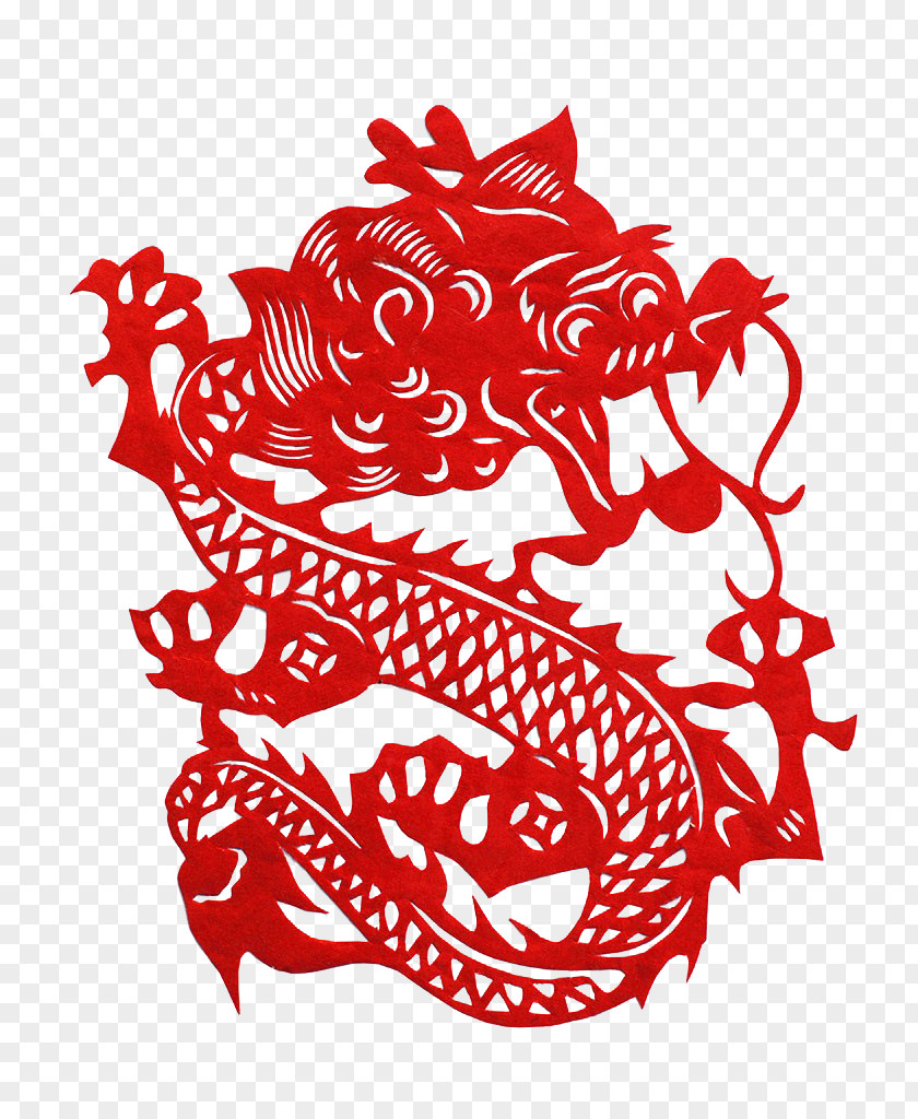 Paper-cut Dragon Papercutting Chinese Clip Art PNG