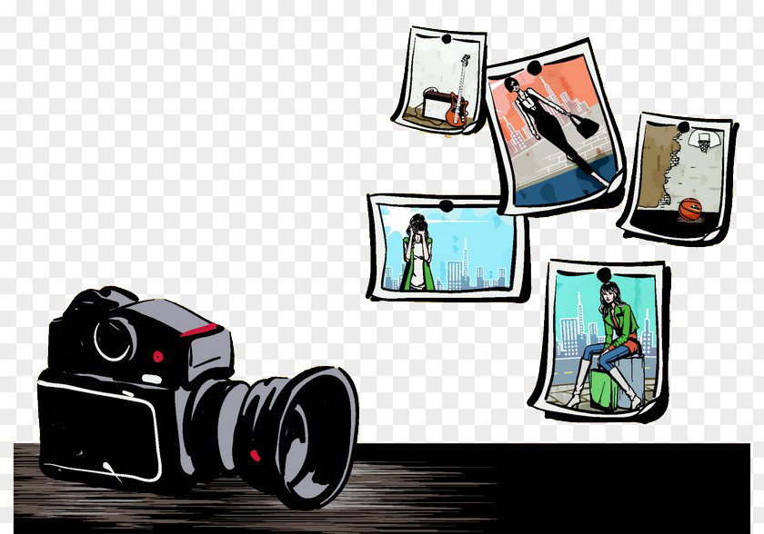 Hand-painted Photo Camera Photographic Film Single-lens Reflex Cartoon PNG