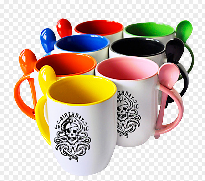 Cup Coffee Mug Ceramic Spoon PNG