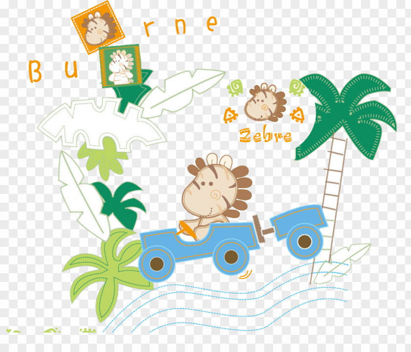 Driving Animals Cartoon Tractor PNG