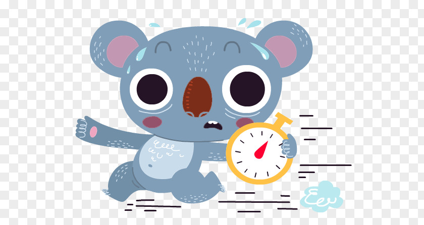 Koala Cartoon Alarm Clock Pattern Bear Illustration PNG