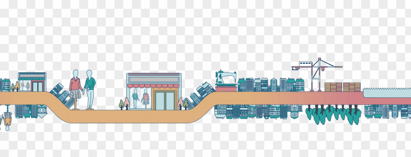 Scene Land Water Transportation Line Architecture PNG