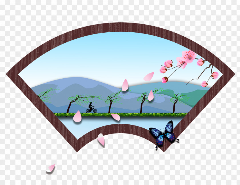 Retro Fan Qingming Solar Term Illustration PNG