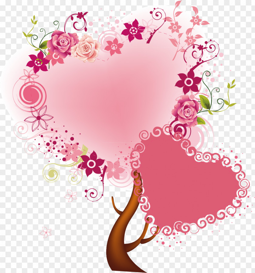 Romantic Heart-shaped Tree Posters Element Template Structure Graphic Design PNG