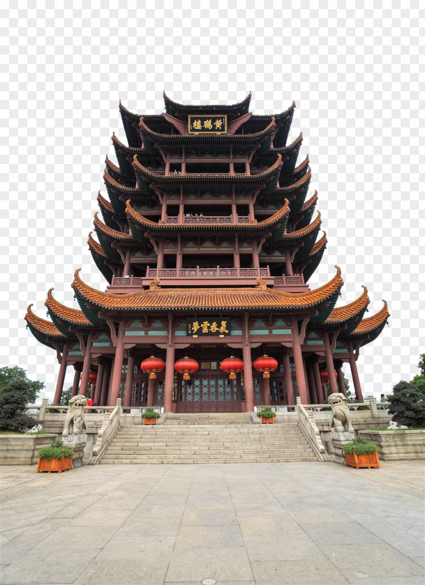 Yellow Crane Tower Building Scenery Wuchang District Stock Photography PNG