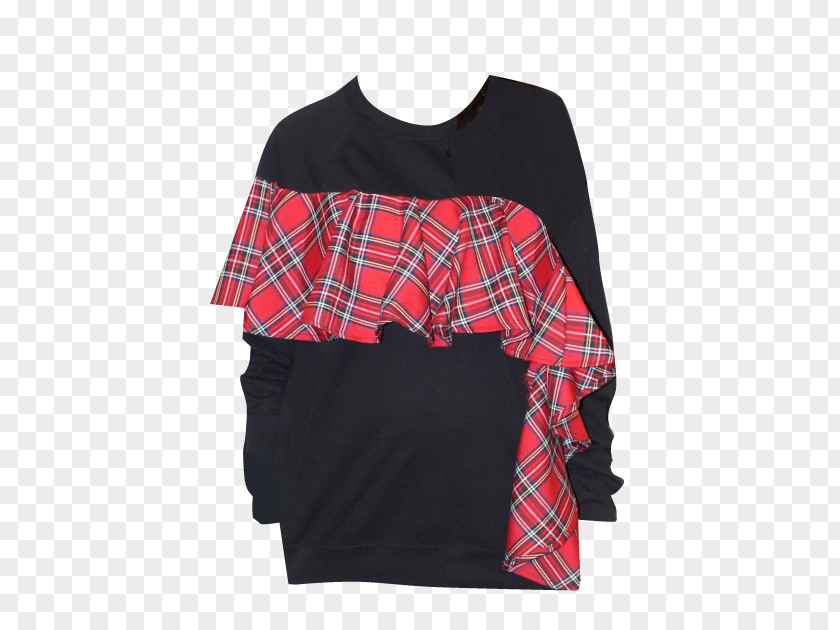Plaid Ribbon Punk Rock Tartan Sweater Sleeve T-shirt PNG
